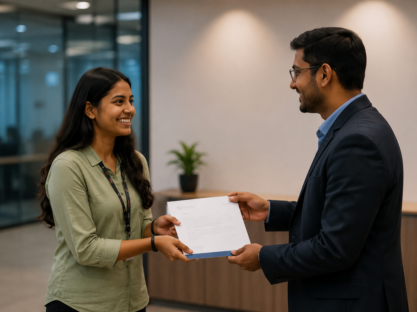 KodeGen learner receiving a placement offer letter